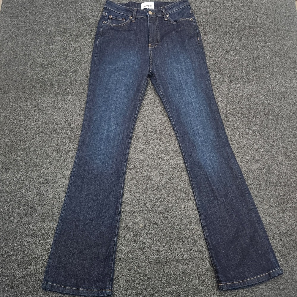 DU/ER Womens 28x32 Blue Dark Wash Jeans Performance Denim High Rise Bootcut